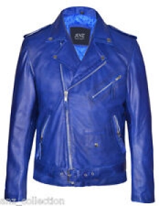 Brando Tailor Fit Men’s Blue Designer Fitted Real Lambskin Leather Biker Jacket Review