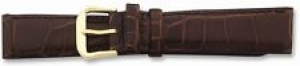 18mm 7.5″ Brown Croc Style Leather Dark Stitch Gold-tone Buckle Watch Band Review