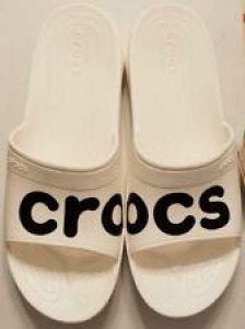 NEW Crocs Mens Classic Graphic Slides US 13 Croslite White/Black NWT Review
