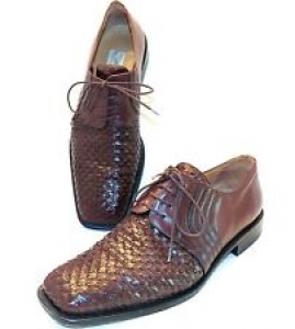 Mezlan Woven Brown Leather Dress Oxfords Bicycle Square Toe 11 M Made In Spain  Review