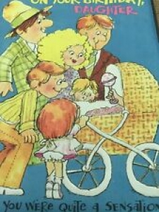 Vintage Birthday Card Daughter Teenager Bicycle Pram Stroller Norcross Review