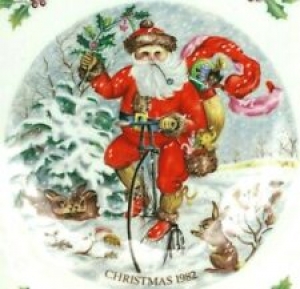 1982 Vintage Royal Doulton Christmas Plate Sixth in a Series Santa on Bicycle  Review