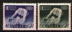 Poland 1956 Sc727-28  Mi964-65 2.20 MiEu  2v  mnh  9th Intl. Peace Bicycle Race Review