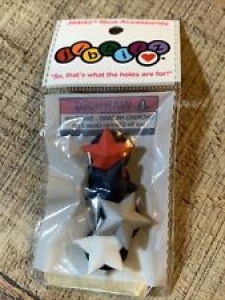 Authentic Crocs Jibbitz Shoe Charms Stars Red White Blue Silver 4 In A Pack New Review