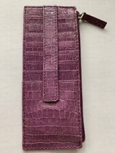 Pre-owned Lodis Credit Card Leather Wallet Lilac Croc Embossed Review