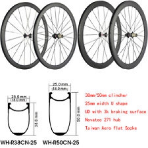 25mm Width 700C Carbon Bicycle Wheelset 38/50mm Clincher Carbon Wheels UD Matte Review