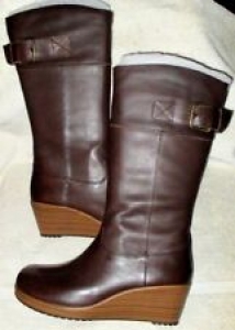 NIB *CROCS*  “A-LEIGH”  Leather, Espresso Brown/Walnut, 2 1/4″ Wedge Heel, 6 M Review