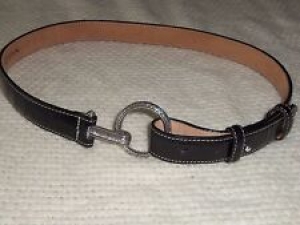 Brighton Black Genuine Leather Croc Pattern Hook buckle Belt B30033 Size S Review