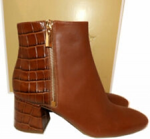 Michael Kors Alane Boots Flex Croc-Embossed Leather Ankle Booties S 8.5 Chestnut Review