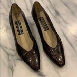 Stuart Weitzman New York Brown Croc Print Leather Pumps Size 6 Pre Owned Review