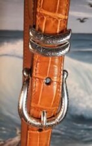 COLDWATER CREEK  Belt Womens Brown Croc Print Leather Size S Silver Hardware USA Review