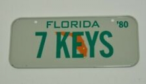 Nice Vintage 1980 Florida State “7KEYS” Bicycle Metal License Plate Rare Review