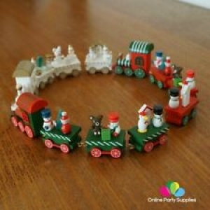 Christmas Decorations Handmade Mini Wooden Train Set Xmas Tree Ornaments Decor Review