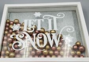Shadow Box “Let it Snow” Christmas Decorations, White, Ornaments 14″X11″ Review