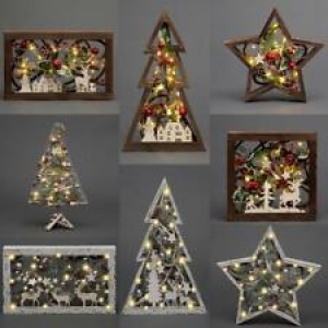 LED Lights Wooden Frames Christmas Home Xmas Table Wall Home Window Decorations Review
