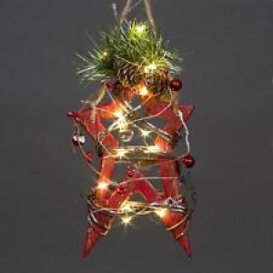 Red Wooden Star LEDs Christmas Wall Decorations Xmas Party Office Home Showpiece Review
