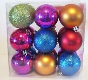 PINK PURPLE GREEN RED BLUE BALL SHATTER RESISTANT ORNAMENT CHRISTMAS DECORATIONS Review