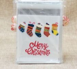 Christmas Plastic Cookies Bag Self Adhesive Colorful Bags Xmas Decoration 50pcs Review