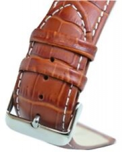 Italian Brown Croc White Stitch Genuine Leather Italy Padded Watch Band Strap Review