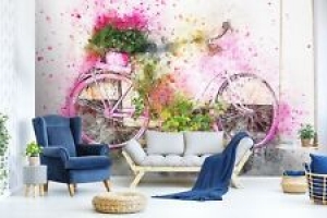 3D Pink Bicycle G1693 Transport Wallpaper Mural Self-adhesive Removable Honey Review