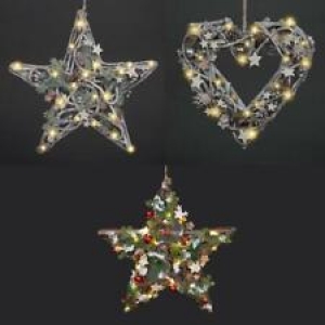 LED Lights Wooden Heart Wreath Star Christmas Decorative Showpiece Xmas Decor Review