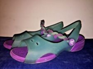 CROCS Mary Janes Sandals ISABELLA Strappy Jelly Purple Aqua Girls Shoes Sz 12 Review