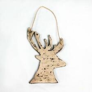 Wooden Cream Deer Side Face Christmas Wall Decoration Xmas Party Home Showpiece Review