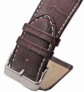 26mm Italian Genuine Leather Italy Brown White Stitch Croc Watch Band Strap Review