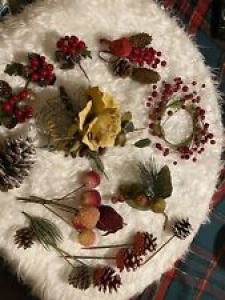 Christmas Decorations Some Vintage Bird Tree Picks  Crafts Pine Cone Sugar Apple Review