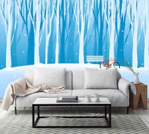 3D Snowing Forest Bicycle 1 Wall Paper Print Decal Wall Deco Indoor wall Mural Review