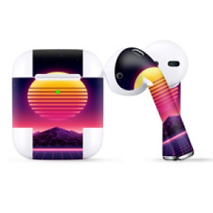 Skins Wraps compatible for Apple Airpods  80s techno sunset Review