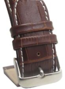 24mm Italian Genuine Leather Italy Dark Brown Croc White Stitch Watch Band  Review