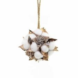 Pre Decorated Real Cotton Ball Pine Cones Christmas Wall Door Hanging Decor 14cm Review