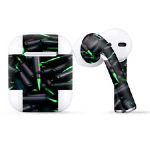 Skins Wraps compatible for Apple Airpods  Green Bullets Military Rifle AR Review