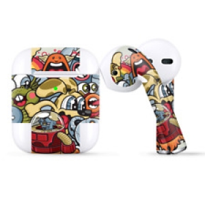Skins Wraps compatible for Apple Airpods  Aliens Cartoon Collage Sticker Review