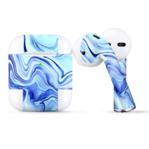 Skins Wraps compatible for Apple Airpods  Blue Marble Rocks Glass Review