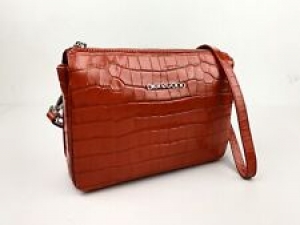 Di Gregorio 796 Red Croc Embossed Leather Crossbody Shoulder Bag Made in Italy Review