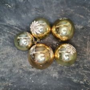 Gold Christmas balls, set of 5 pieces, Christmas decorations, glass ornament, Ne Review