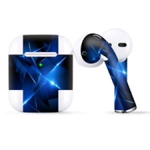 Skins Wraps compatible for Apple Airpods  Triangle Razor Blue Shapes Review