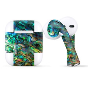 Skins Wraps compatible for Apple Airpods  Abalone Shell Swirl Neon Green Opal Review