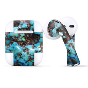 Skins Wraps compatible for Apple Airpods  stab wood blue green stabilized stone Review