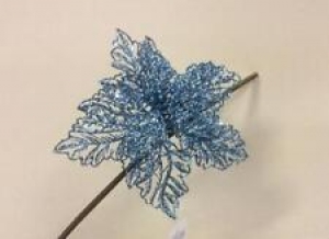 Clip On Flower Floral Christmas Decorations Mesh Poinsettia Blue 9″ Pack 4  Review