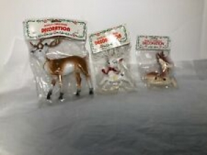 3  VINTAGE PLASTIC NOVELTY CHRISTMAS DECORATIONS DEER Large and Small Review