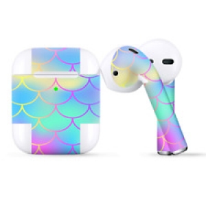 Skins Wraps compatible for Apple Airpods  Pastel colorful mermaid scales Review