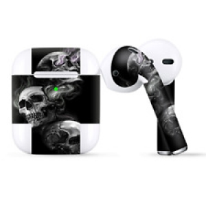 Skins Wraps compatible for Apple Airpods  glowing Skulls in Smoke Review