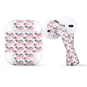 Skins Wraps compatible for Apple Airpods  pink blue flowers skulls Review