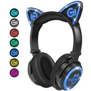MindKoo Bluetooth Headphones Wireless Over Ear Cat With LED Light Foldable And Review