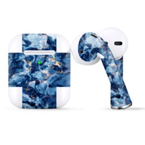 Skins Wraps compatible for Apple Airpods  Heavy Blue Gold Marble Granite Review