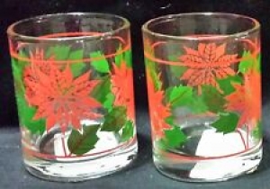 2 Clear Glass Poinsettia Design Candle Holders Christmas Decorations Ships Free Review