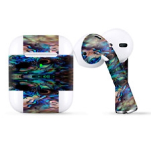 Skins Wraps compatible for Apple Airpods  Abalone Blue Black Shell Design Review